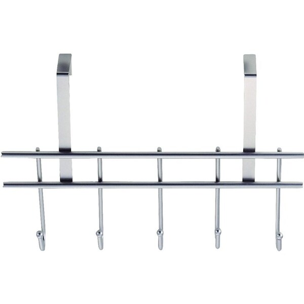 Simple Spaces Door Garment Hook, Each Hook: 4.8 lb, 5-Hook, Steel, Chrome, Hanging Mounting - HK07-CH