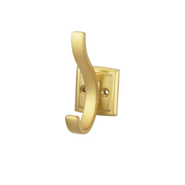 Hickory Hardware Dover Collection Hook 3/4 Inch Center to Center Brushed Golden Brass Finish - H078774BGB