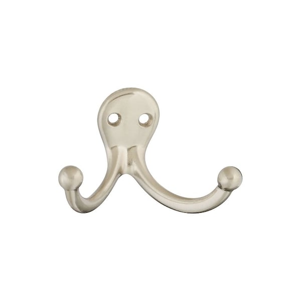 National Hardware V163 Cloth Hook, 35 lb, 2-Hook, Zinc, Satin Nickel, 2PK - N325-522
