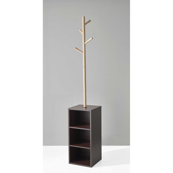 Palacedesigns Walnut Storage Coat Rack, 12 x 12 x 69 in. - PA3092306