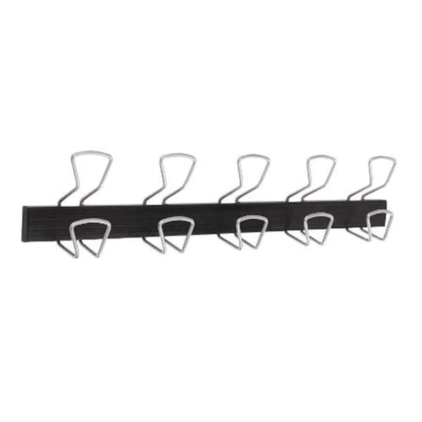 Homeric Modern Wall & Door Mounted Coat Hanger in Black with 5 Silver Wire Hooks - HO157831