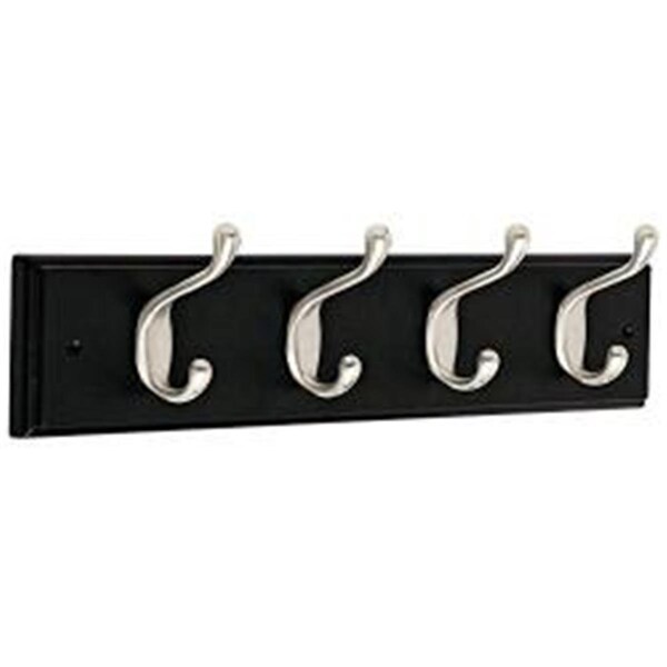 Latestluxury 18 in. Coat & Hat Hook Rail, Black Wood Grain & Nickel - LA2669252