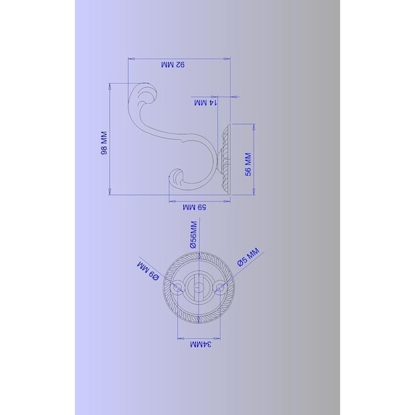 Onward 3 78inch 98 mm Classic Metal Coat Hook, Brushed Nickel Finish - 238NBV