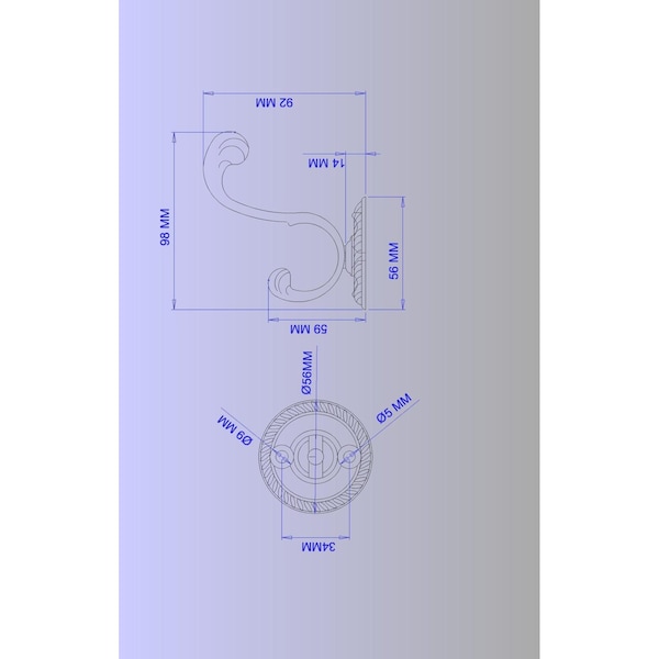 Onward 3 78inch 98 mm Classic Metal Coat Hook, Brushed Nickel Finish - 238NBV