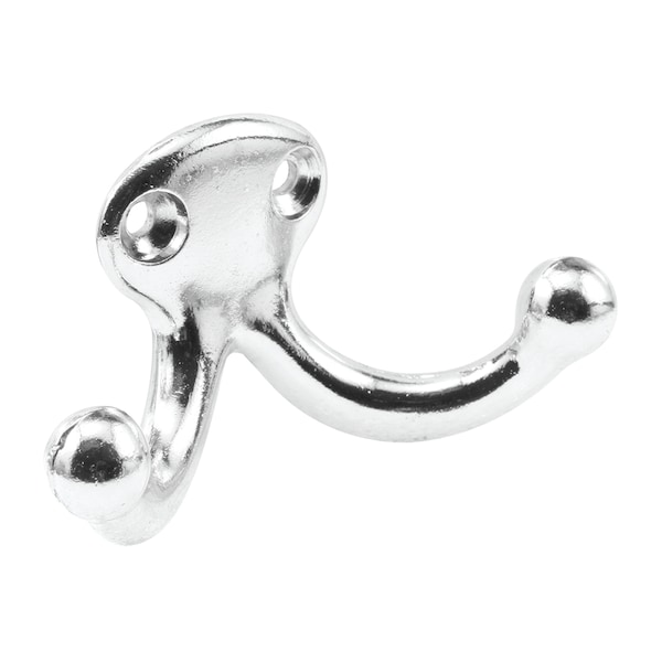 Prime-Line Double Wardrobe Hanger, Cast Aluminum, Polished Nickel Plated, 2-Hooks, PK2 - MP10553