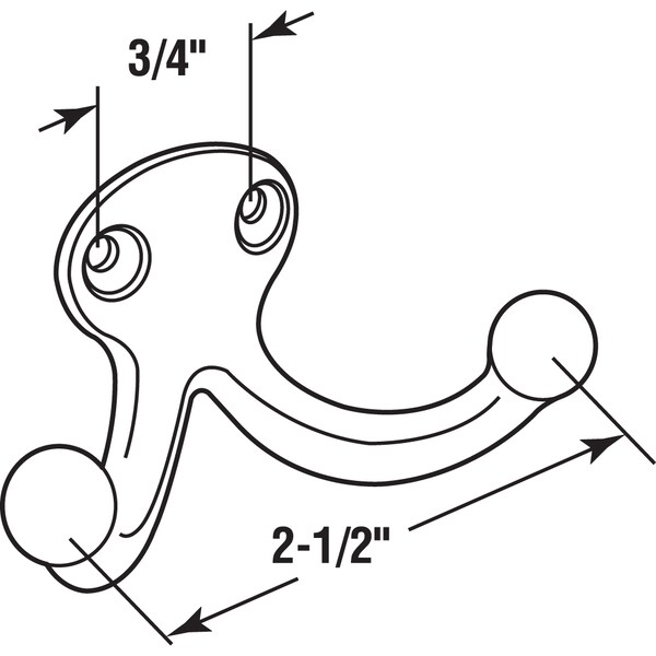 Prime-Line Double Wardrobe Hanger, Cast Aluminum, Polished Nickel Plated, 2-Hooks, PK2 - MP10553