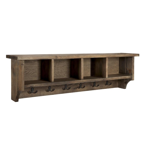 Fondo 48 in. Modesto Reclaimed Wood Entryway Wall Coat Hooks with Storage Cubbies - FO3857219