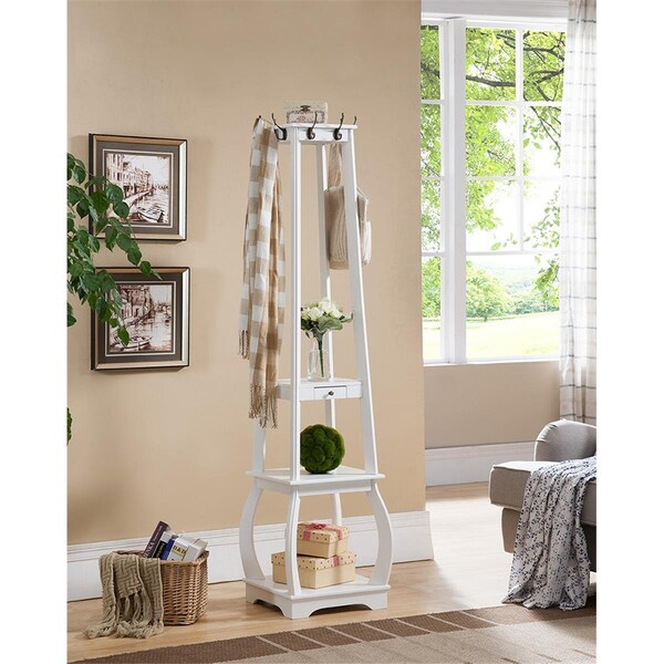 Kb 70 x 17 x 17 in. Coat Rack with Storage - White - CR1437