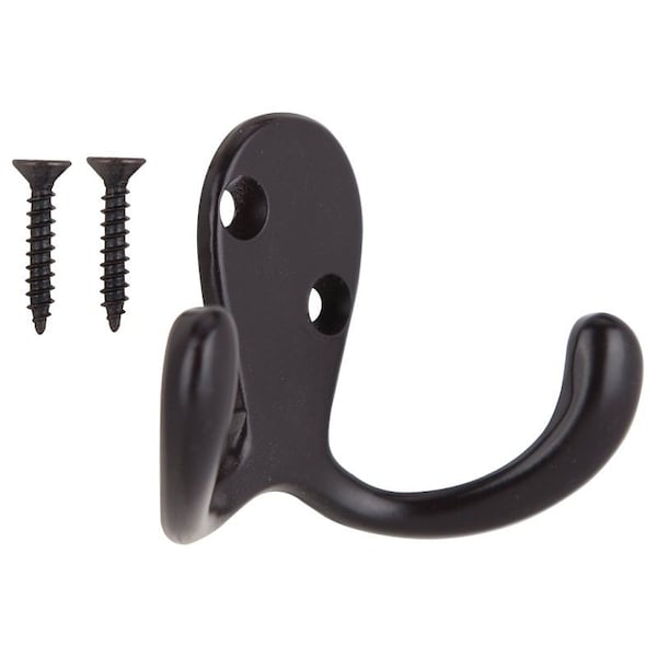 Prosource Coat and Hat Hook, 22 lb, 2-Hook, 7/8 in Opening, Zinc, Oil-Rubbed Bronze - 23263ORBB3L-PS
