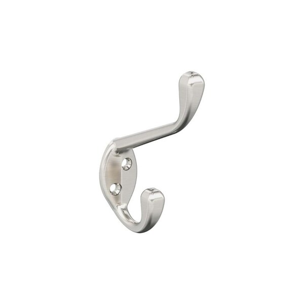 Amerock Decorative Hook, Zinc, Satin Nickel, 15 lb, 3-9/16 in Projection - H55451G10