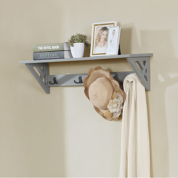 Alaterre Furniture Coventry 36"W Coat Hook with Shelf, Gray - ANCT0940