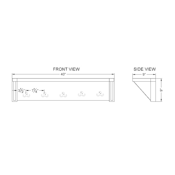 Alaterre Furniture Newport 40" Coat Hook with Shelf - ANNP2971