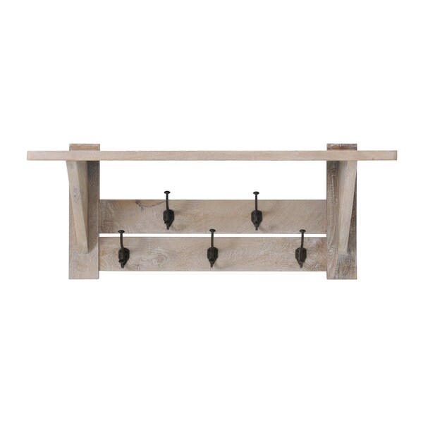 Alaterre Furniture Castleton Mango Wood 40"W Coat Hook with Shelf - AWTR2927