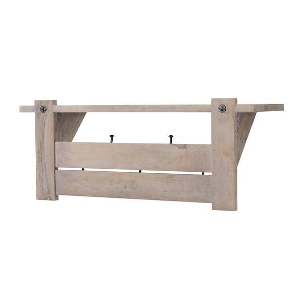 Alaterre Furniture Castleton Mango Wood 40"W Coat Hook with Shelf - AWTR2927