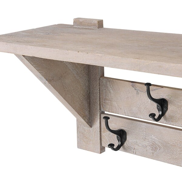 Alaterre Furniture Castleton Mango Wood 40"W Coat Hook with Shelf - AWTR2927