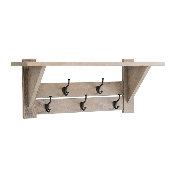 Alaterre Furniture Castleton Mango Wood 40"W Coat Hook with Shelf - AWTR2927