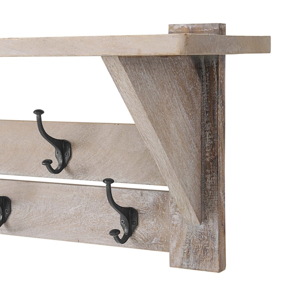 Alaterre Furniture Castleton Mango Wood 40"W Coat Hook with Shelf - AWTR2927