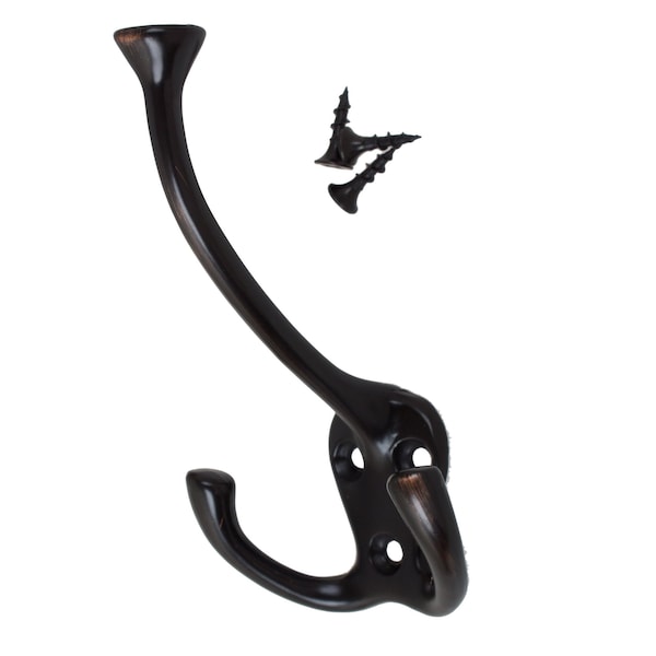 Gliderite Hardware 4-1/2 in. Oil Rubbed Bronze Large Coat Tri Hook, 25PK - 7011-ORB-25