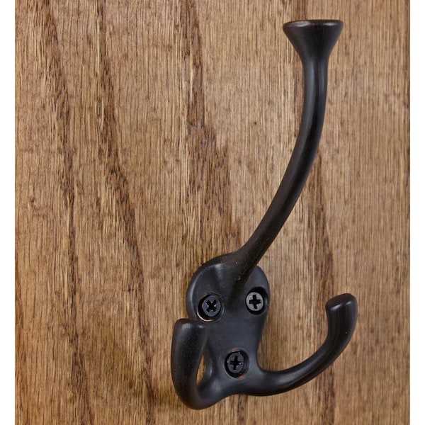Gliderite Hardware 4-1/2 in. Oil Rubbed Bronze Large Coat Tri Hook, 25PK - 7011-ORB-25