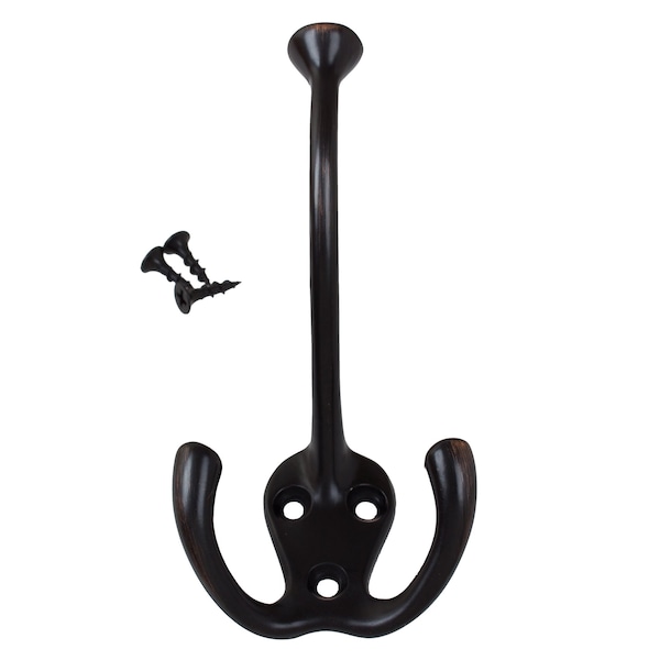 Gliderite Hardware 4-1/2 in. Oil Rubbed Bronze Large Coat Tri Hook, 25PK - 7011-ORB-25