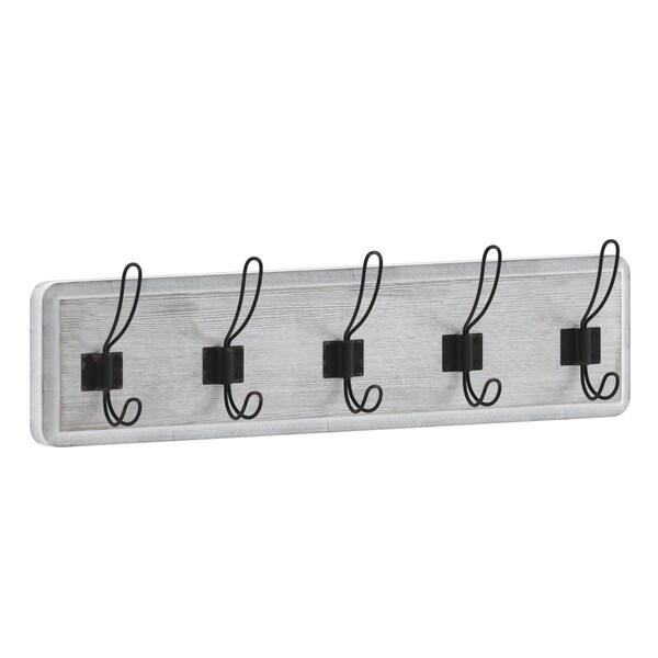 Flash Furniture 24" Whitewashed Wall Mount Coat Rack with Hooks - HFKHD-GDI-CRE8-332315-GG