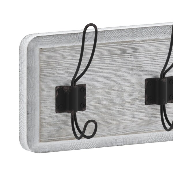 Flash Furniture 24" Whitewashed Wall Mount Coat Rack with Hooks - HFKHD-GDI-CRE8-332315-GG