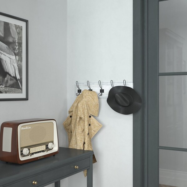 Flash Furniture 24" Whitewashed Wall Mount Coat Rack with Hooks - HFKHD-GDI-CRE8-332315-GG