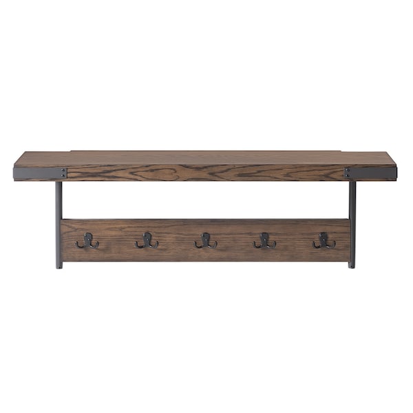 Alaterre Furniture Kyra 42" Oak and Metal Coat Hook with Shelf - ANKY24RBG