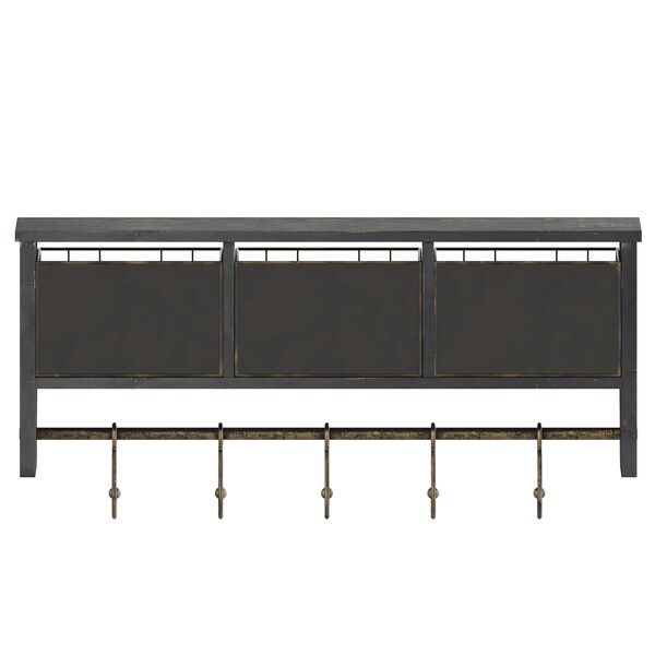 Flash Furniture 24" Blackwashed Wall Mount Coat Rack with Baskets - HFMHD-GDI-CRE8-112315-GG