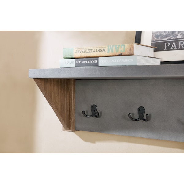 Alaterre Furniture Newport 40" Coat Hook with Shelf and Faux Concrete Bench Set - ANNP032971