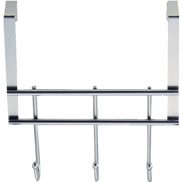 Simple Spaces Door Garment Hook, Each Hook: 4.8 lb, 3-Hook, Steel, Chrome, Hanging Mounting - HK06-CH