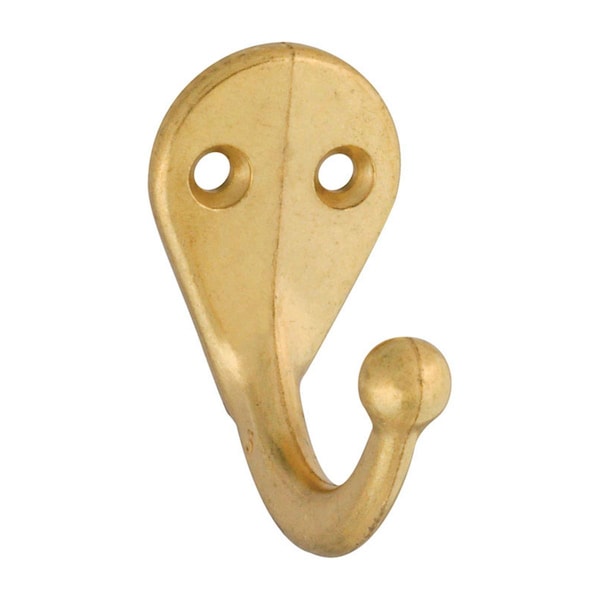 National Mfg Sales Zinc Die Cast Clothes Hook, Brass, 2PK - 5706502