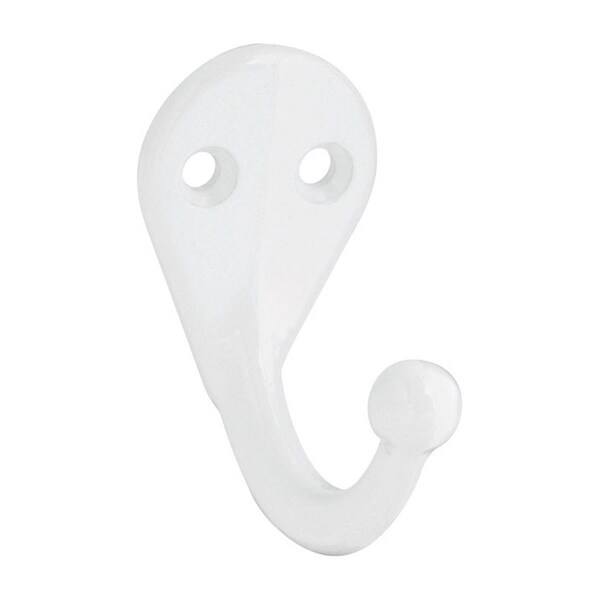 Homecare Products Zinc Die Cast Clothes Hook - White, 2PK - HO3304232