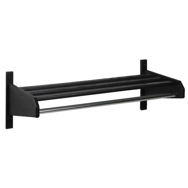 Palacedesigns 38 in. Oak Coat & Hat Rack - 0.62 in. Dia. Bar, Black - PA3263701