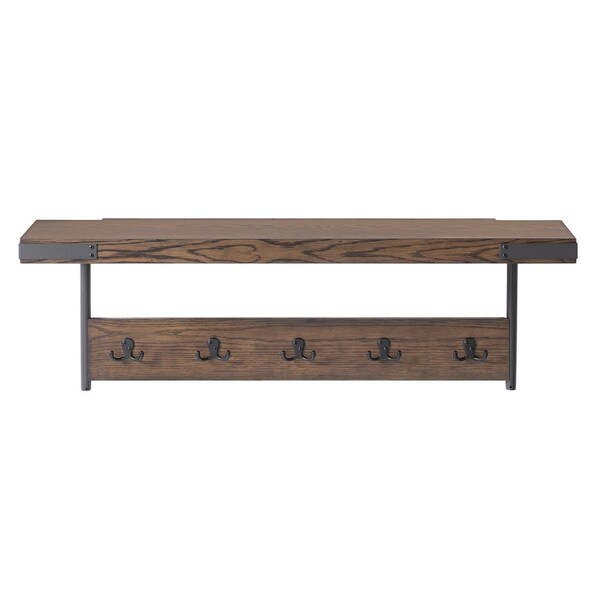 Fondo 42 in. Kyra Oak & Metal Coat Hook with Shelf - FO3854489