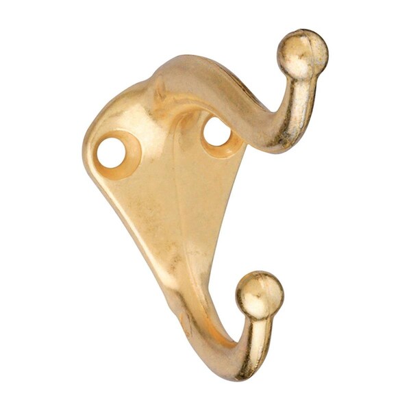 Homecare Products Zinc Die Cast Coat-Hat Hook - Brass, 2PK - HO3308549
