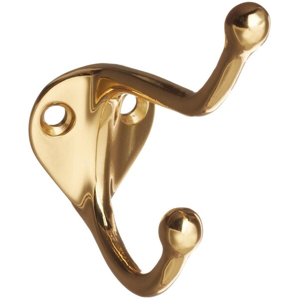 Designs-Done-Right 300-605 Polished Brass Double Coat Hook - Polished Brass - DE2953670