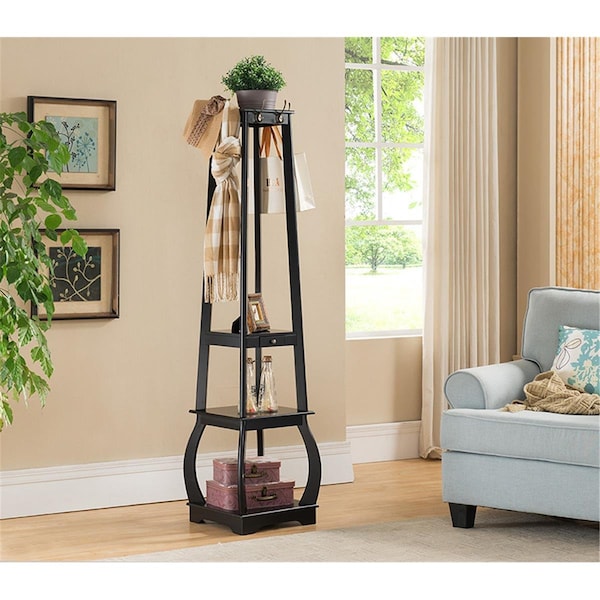 Sleep Ez 70 x 17 x 17 in. Coat Rack with Storage - Black - SL1582160