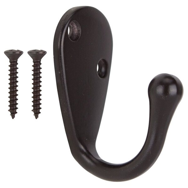 Prosource Coat and Hat Hook, 22 lb, 1-Hook, 1-1/8 in Opening, Zinc, Oil-Rubbed Bronze - H63ORB-PS