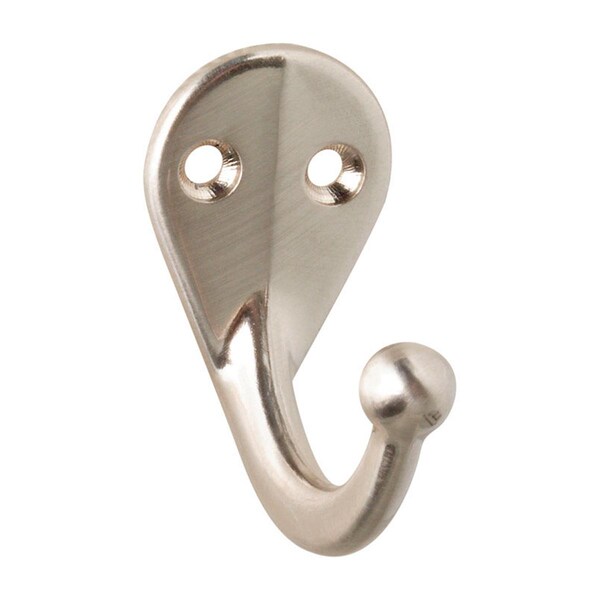National Mfg Sales Zinc Die Cast Single Clothes Hook, Satin Nickel, 2PK - 5706627