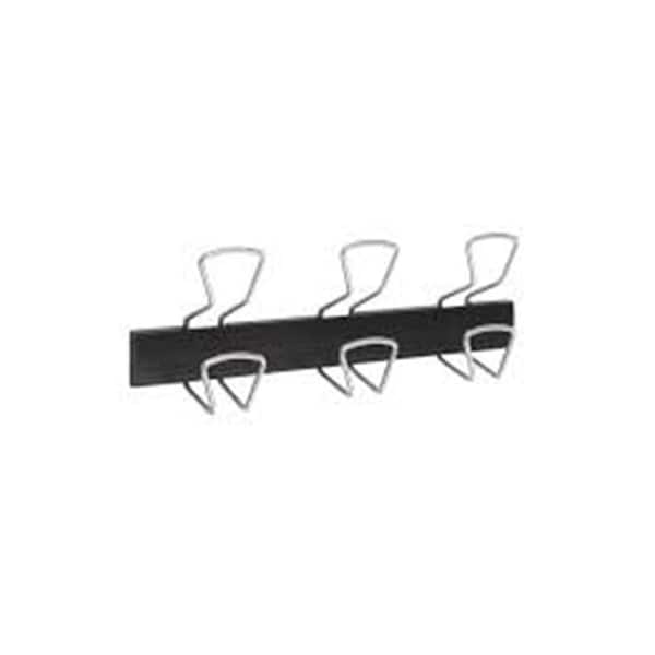 Homeric Modern Wall & Door Mounted Coat Hanger in Black with 3 Silver Wire Hooks - HO882085