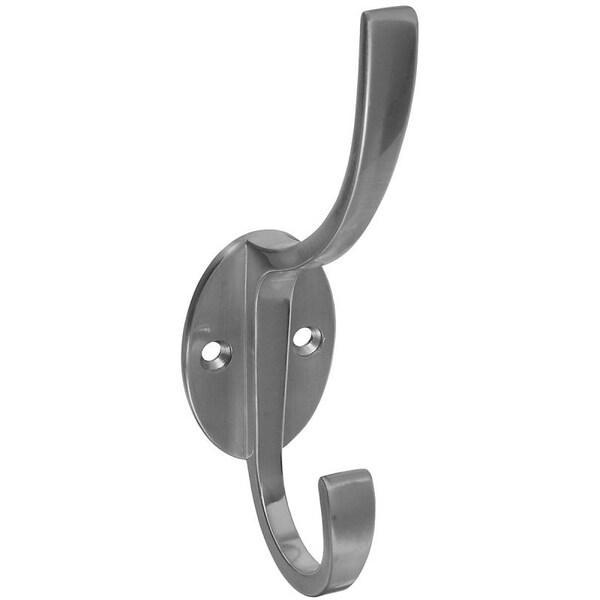 National Hardware V8009 Coat and Hat Hook, 2Hook, Zinc, Satin Nickel - N806-824