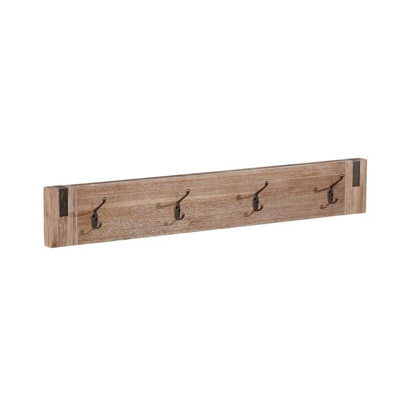 Fondo Woodstock Acacia Wood with Metal Inset Coat Hook, Brushed Driftwood - FO3878428