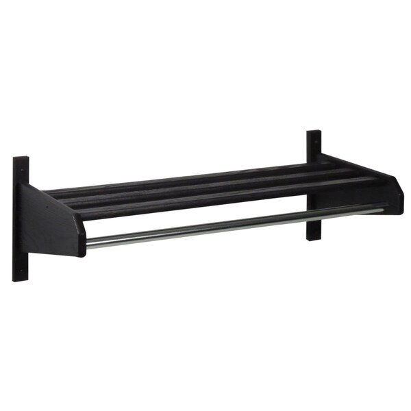 Palacedesigns 38 in. Oak Coat & Hat Rack - 1 in. Dia. Bar, Black - PA3260240