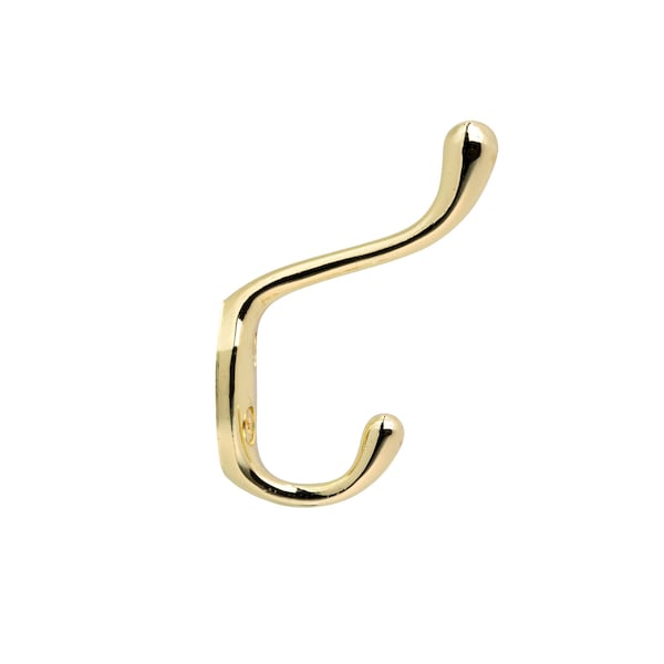 Onward 3 38inch HeavyDuty Utility Metal Coat Hook, Brass Finish, 5PK - 235BS