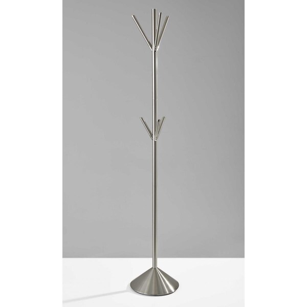 Palacedesigns 12 x 68 in. Brushed Steel Pyramid Coat Rack - PA3094491