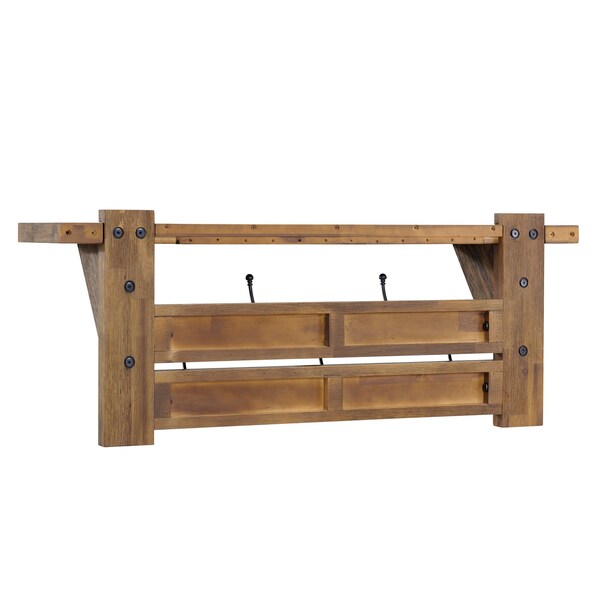 Alaterre Furniture Bethel Acacia Wood 40"W Coat Hook with Shelf - ANTR2930