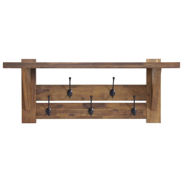 Alaterre Furniture Bethel Acacia Wood 40"W Coat Hook with Shelf - ANTR2930