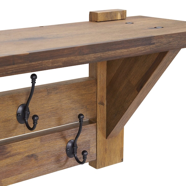 Alaterre Furniture Bethel Acacia Wood 40"W Coat Hook with Shelf - ANTR2930