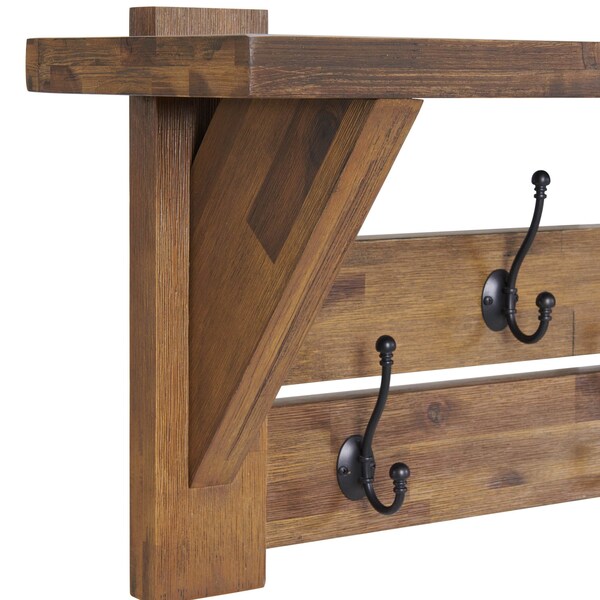 Alaterre Furniture Bethel Acacia Wood 40"W Coat Hook with Shelf - ANTR2930